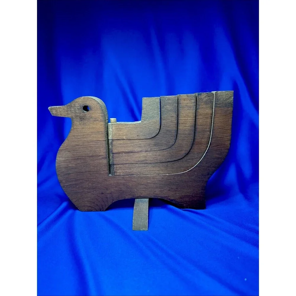 Swedish Wooden Dove Candelabra MCM Articulated Swing Arm (5) Candle Holder Taper
